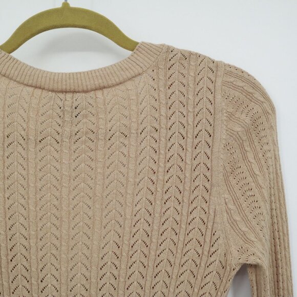 Paige Alvida Silk Cardigan Womens XS Beige Classic Dainty Boho Preppy Academia - Picture 15 of 16